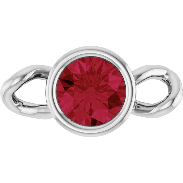 Lab-Grown Ruby Bezel-Set Link, 4 mm x 7.99 mm