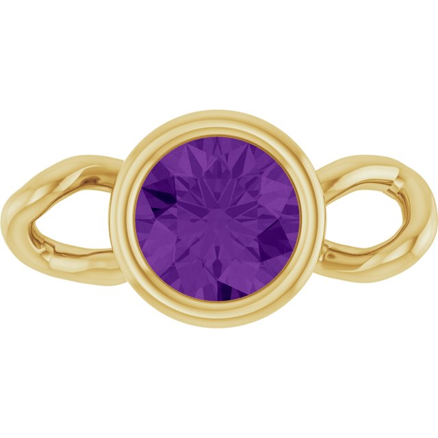 Natural Amethyst Bezel-Set Link, 4 mm x 7.99 mm