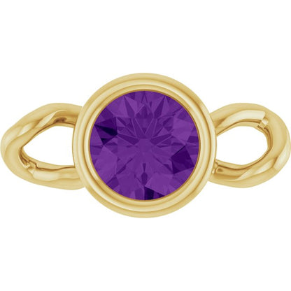 Natural Amethyst Bezel-Set Link, 4 mm x 7.99 mm