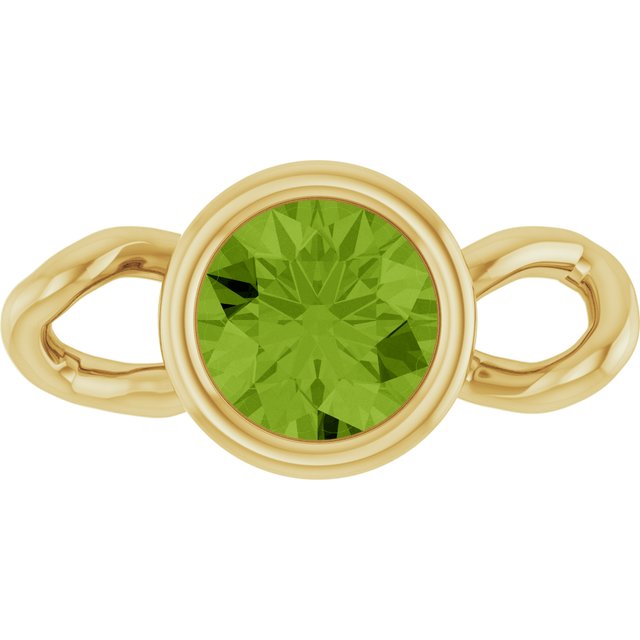 Natural Peridot Bezel-Set Link, 4 mm x 7.99 mm