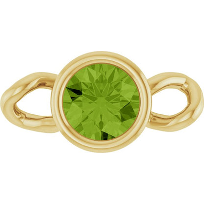 Natural Peridot Bezel-Set Link, 4 mm x 7.99 mm