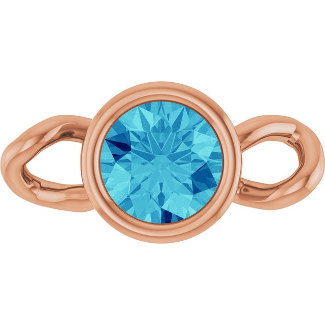 Natural Blue Zircon Bezel-Set Link, 4 mm x 7.99 mm