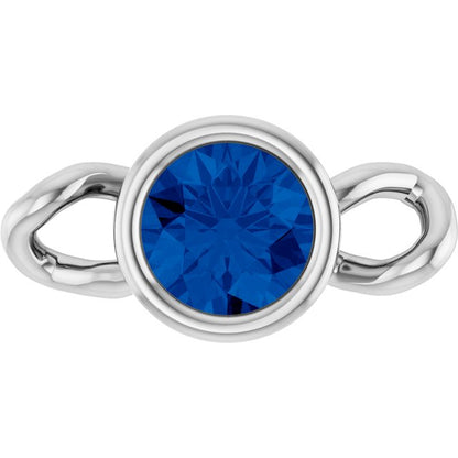 Natural Blue Sapphire Bezel-Set Link, 4 mm x 7.99 mm