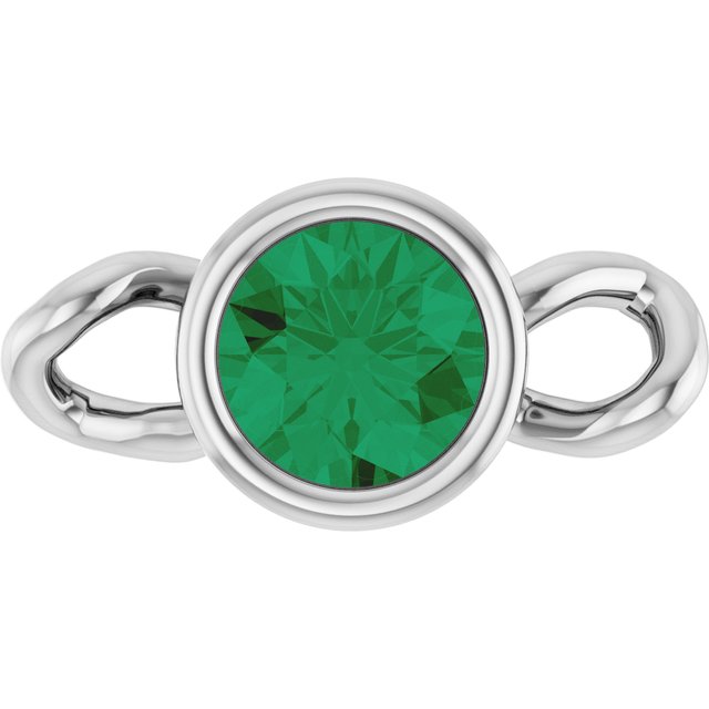 Lab-Grown Emerald Bezel-Set Link, 4 mm x 7.99 mm