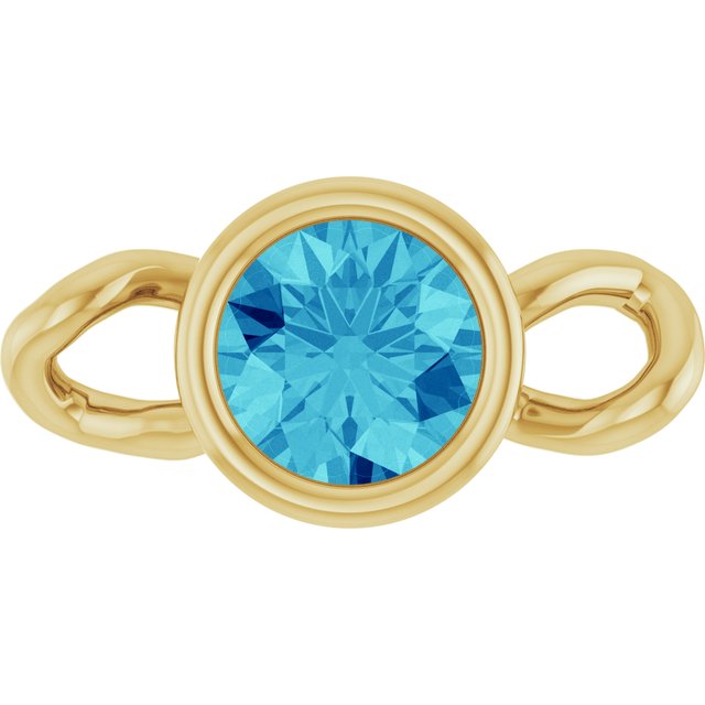 Natural Blue Zircon Bezel-Set Link, 4 mm x 7.99 mm