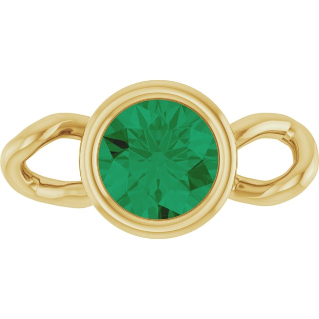 Lab-Grown Emerald Bezel-Set Link, 4 mm x 7.99 mm