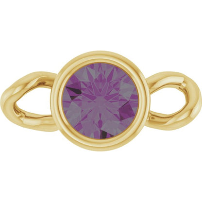 Lab-Grown Alexandrite Bezel-Set Link, 4 mm x 7.99 mm