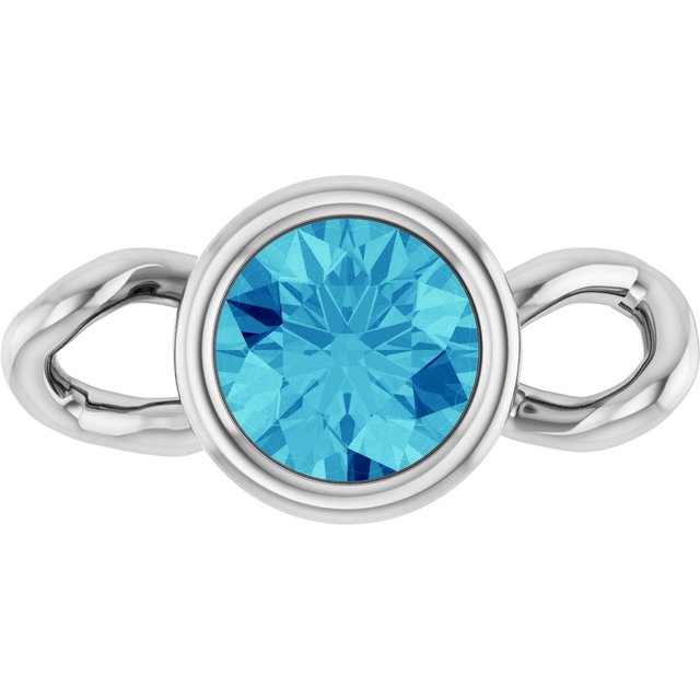 Natural Blue Zircon Bezel-Set Link, 4 mm x 7.99 mm