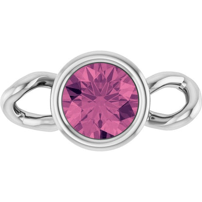 Natural Pink Tourmaline Bezel-Set Link, 4 mm x 7.99 mm