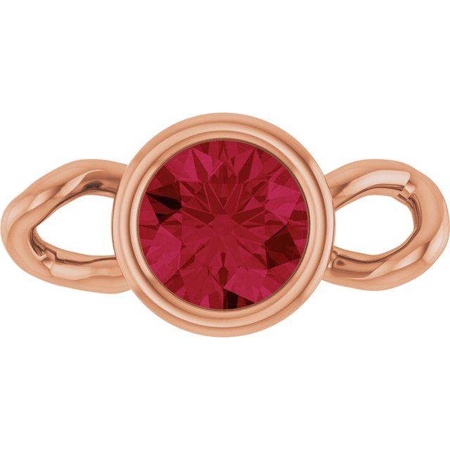 Lab-Grown Ruby Bezel-Set Link, 4 mm x 7.99 mm