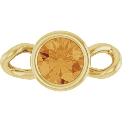 Natural Citrine Bezel-Set Link, 4 mm x 7.99 mm