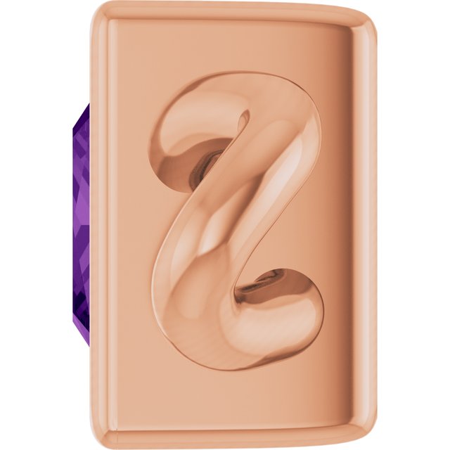 Natural Amethyst Bezel-Set Link, 3.5 mm x 7.59 mm
