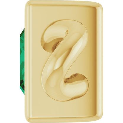 Lab-Grown Emerald Bezel-Set Link, 3.5 mm x 7.59 mm