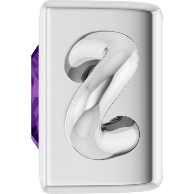 Natural Amethyst Bezel-Set Link, 3.5 mm x 7.59 mm
