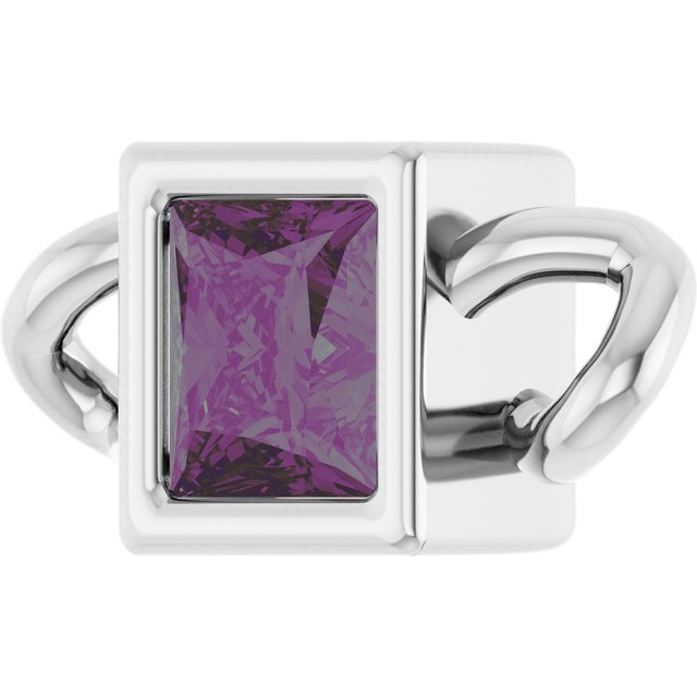 Lab-Grown Alexandrite Bezel-Set Link, 3.5 mm x 7.59 mm