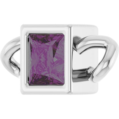 Lab-Grown Alexandrite Bezel-Set Link, 3.5 mm x 7.59 mm
