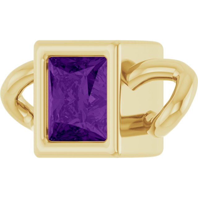 Natural Amethyst Bezel-Set Link, 3.5 mm x 7.59 mm