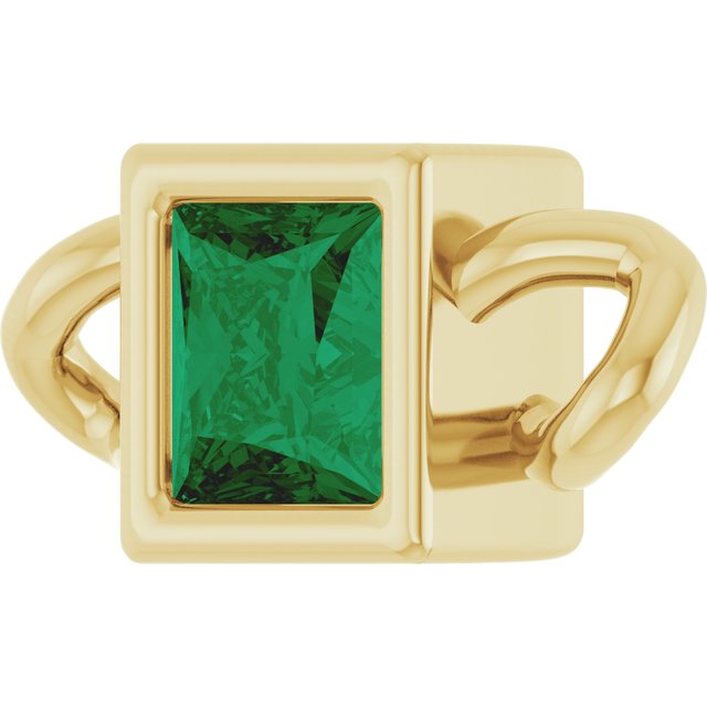 Lab-Grown Emerald Bezel-Set Link, 3.5 mm x 7.59 mm