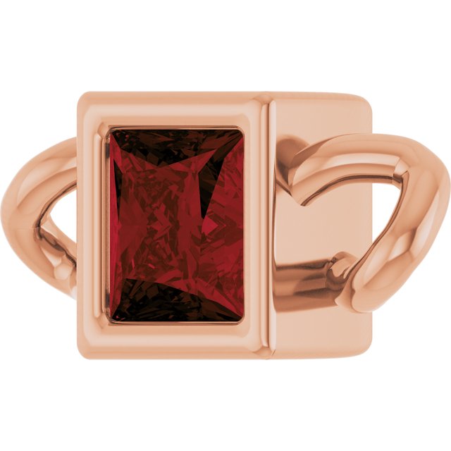 Natural Mozambique Garnet Bezel-Set Link, 3.5 mm x 7.59 mm