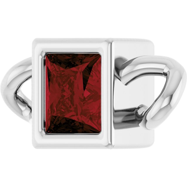 Natural Mozambique Garnet Bezel-Set Link, 3.5 mm x 7.59 mm
