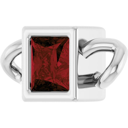 Natural Mozambique Garnet Bezel-Set Link, 3.5 mm x 7.59 mm