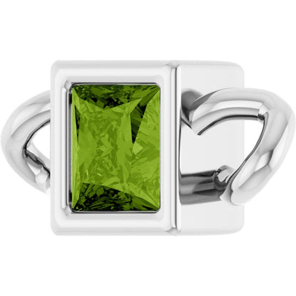 Natural Peridot Bezel-Set Link, 3.5 mm x 7.59 mm
