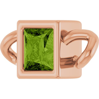 Natural Peridot Bezel-Set Link, 3.5 mm x 7.59 mm