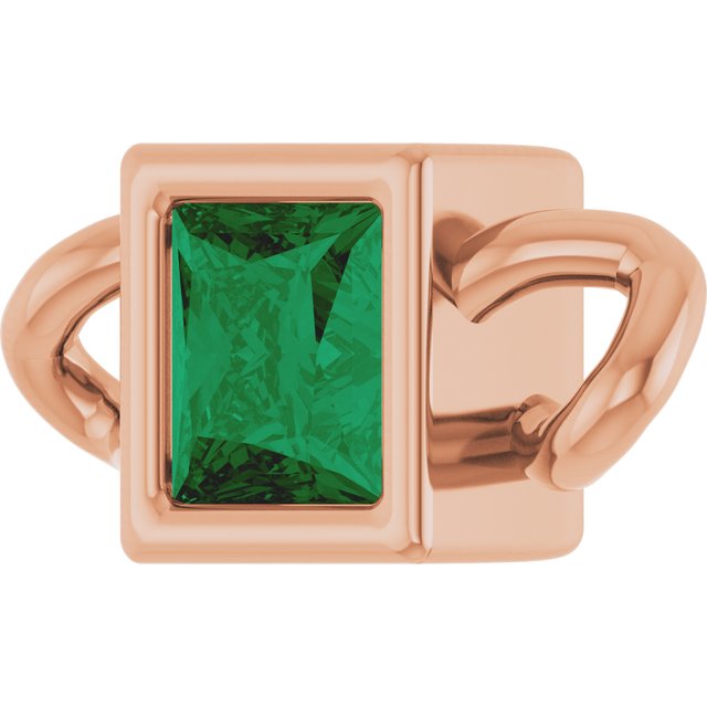 Lab-Grown Emerald Bezel-Set Link, 3.5 mm x 7.59 mm