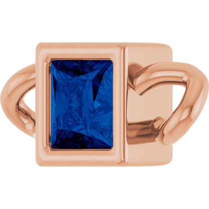 Natural Blue Sapphire Bezel-Set Link, 3.5 mm x 7.59 mm