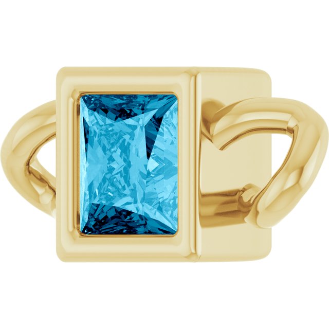 Natural Aquamarine Bezel-Set Link, 3.5 mm x 7.59 mm