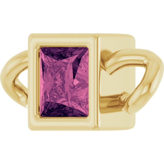 Natural Pink Tourmaline Bezel-Set Link, 3.5 mm x 7.59 mm
