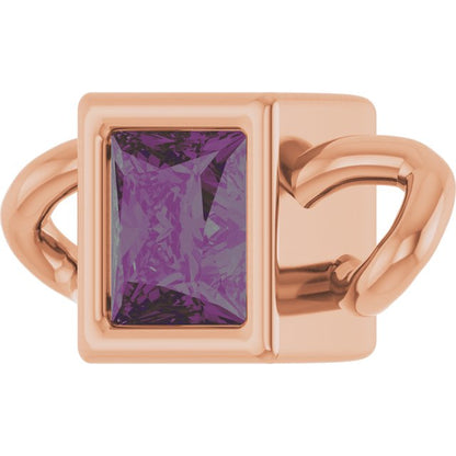 Lab-Grown Alexandrite Bezel-Set Link, 3.5 mm x 7.59 mm