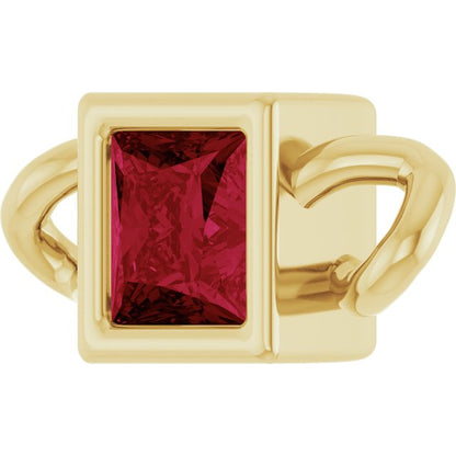Lab-Grown Ruby Bezel-Set Link, 3.5 mm x 7.59 mm