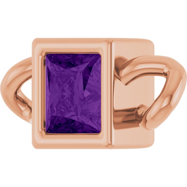 Natural Amethyst Bezel-Set Link, 3.5 mm x 7.59 mm