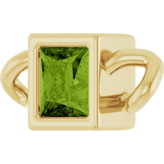 Natural Peridot Bezel-Set Link, 3.5 mm x 7.59 mm