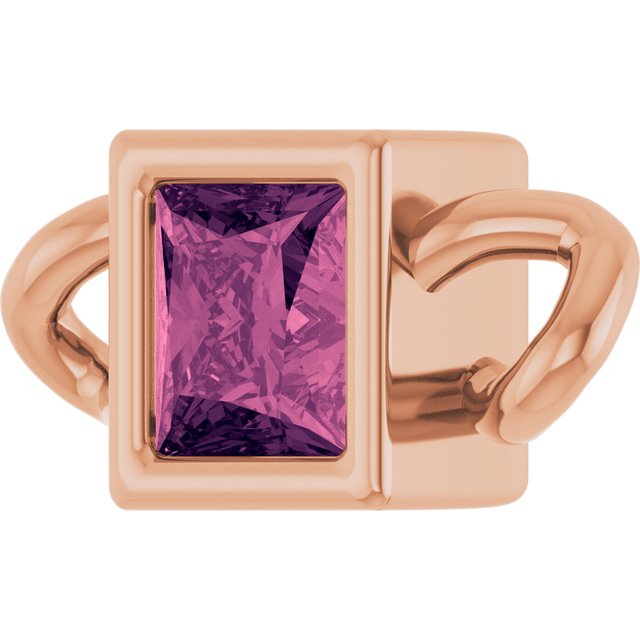 Natural Pink Tourmaline Bezel-Set Link, 3.5 mm x 7.59 mm