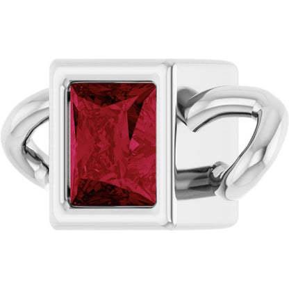 Natural Ruby Bezel-Set Link, 3.5 mm x 7.59 mm