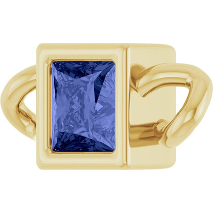 Natural Tanzanite Bezel-Set Link