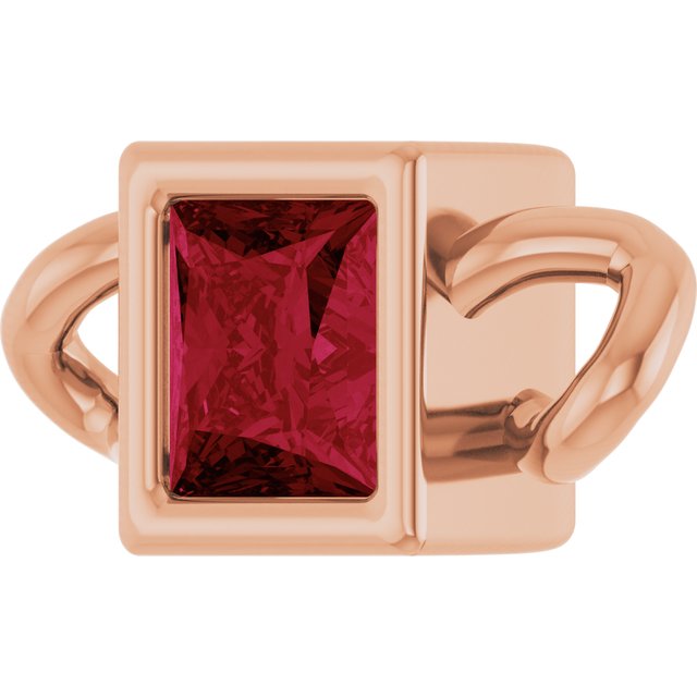 Lab-Grown Ruby Bezel-Set Link, 3.5 mm x 7.59 mm