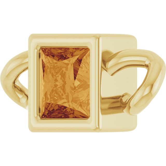 Natural Citrine Bezel-Set Link, 3.5 mm x 7.59 mm