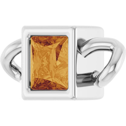 Natural Citrine Bezel-Set Link, 3.5 mm x 7.59 mm