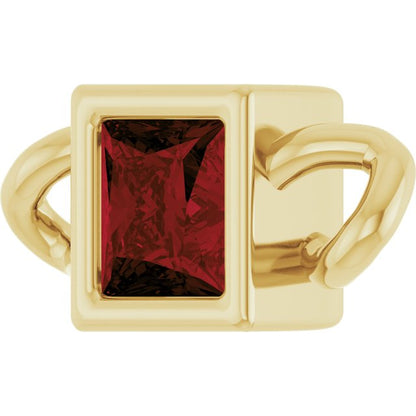 Natural Mozambique Garnet Bezel-Set Link, 3.5 mm x 7.59 mm