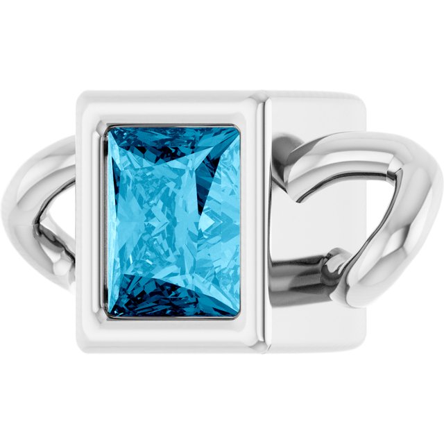 Natural Aquamarine Bezel-Set Link, 3.5 mm x 7.59 mm