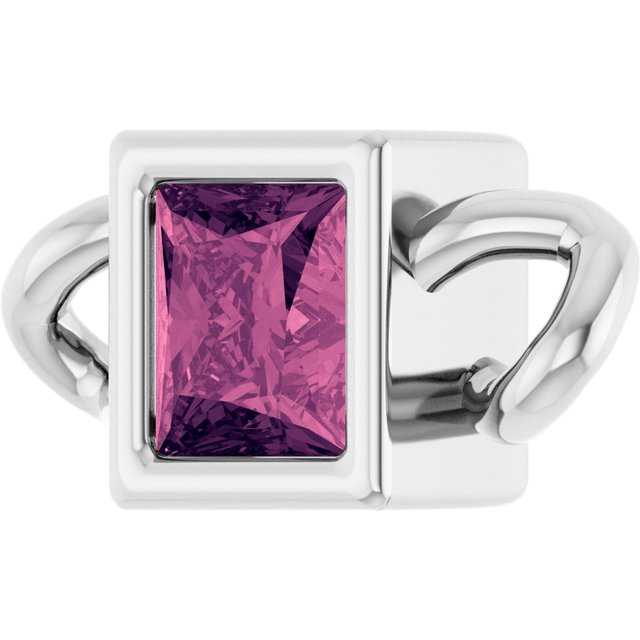 Natural Pink Tourmaline Bezel-Set Link, 3.5 mm x 7.59 mm