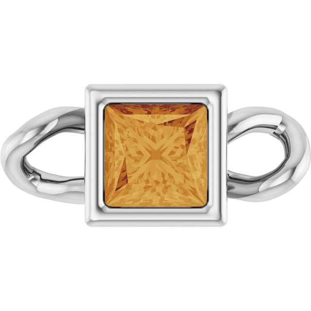 Natural Citrine Bezel-Set Link, 3.5 mm x 7.59 mm
