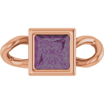 Lab-Grown Alexandrite Bezel-Set Link, 3.5 mm x 7.59 mm