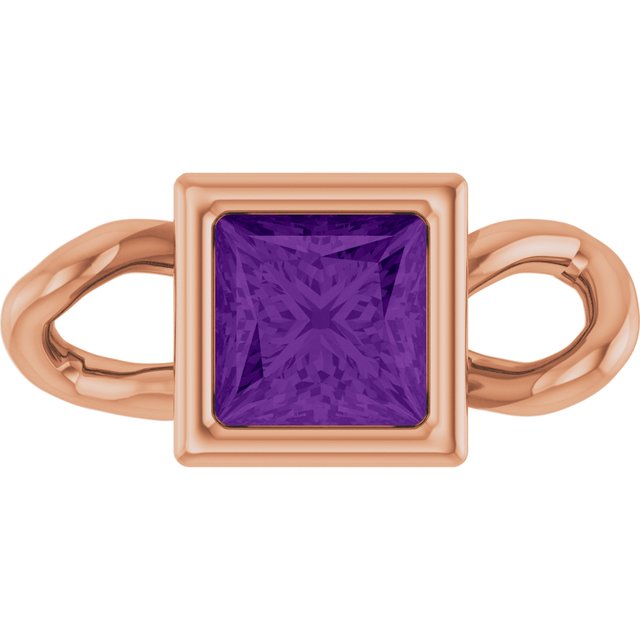 Natural Amethyst Bezel-Set Link, 3.5 mm x 7.59 mm