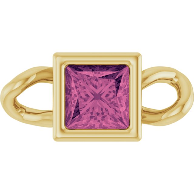 Natural Pink Tourmaline Bezel-Set Link, 3.5 mm x 7.59 mm