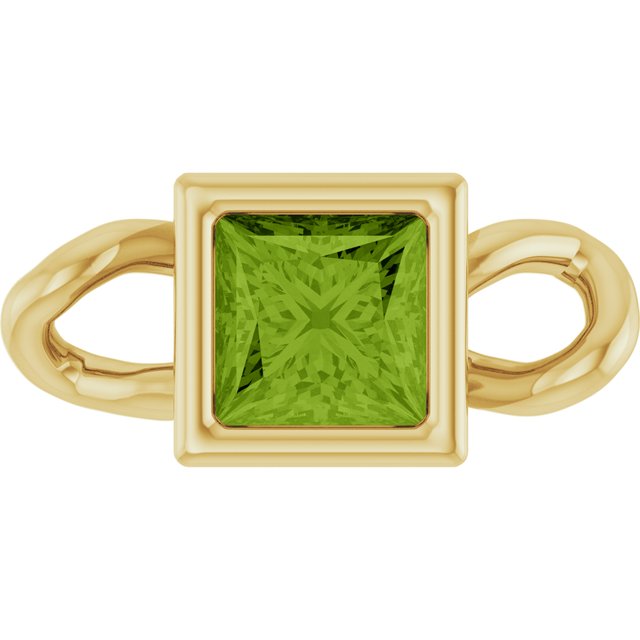 Natural Peridot Bezel-Set Link, 3.5 mm x 7.59 mm