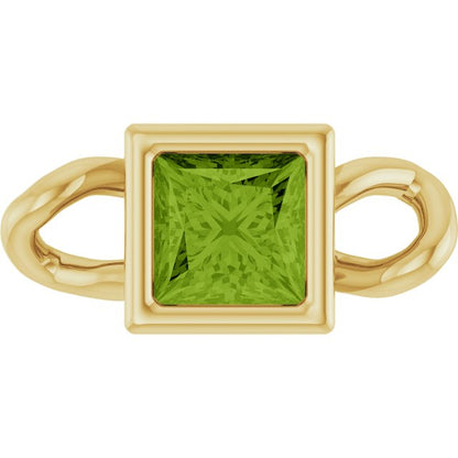 Natural Peridot Bezel-Set Link, 3.5 mm x 7.59 mm